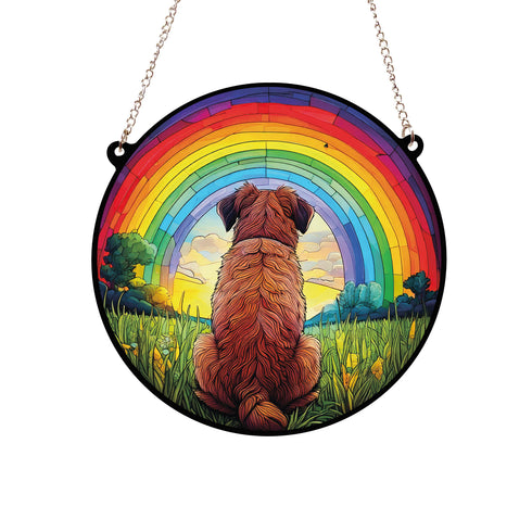 Border Terrier Rainbow Bridge Stained Glass Effect Suncatcher